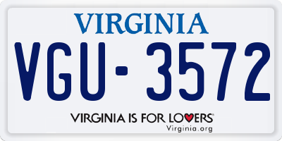 VA license plate VGU3572