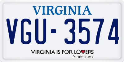 VA license plate VGU3574