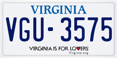 VA license plate VGU3575