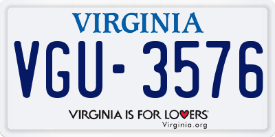 VA license plate VGU3576