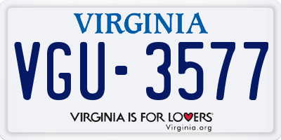 VA license plate VGU3577