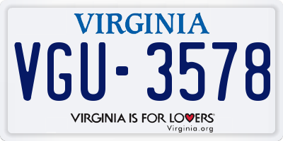 VA license plate VGU3578
