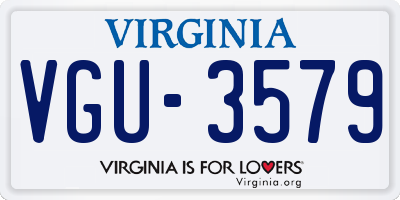 VA license plate VGU3579