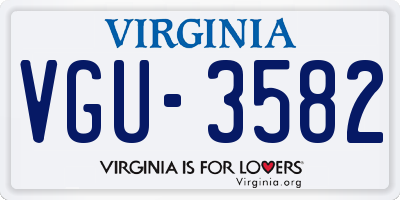 VA license plate VGU3582