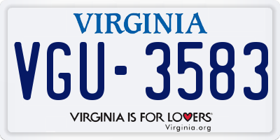 VA license plate VGU3583