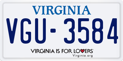 VA license plate VGU3584