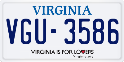 VA license plate VGU3586