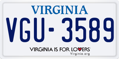VA license plate VGU3589