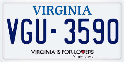 VA license plate VGU3590