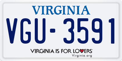 VA license plate VGU3591