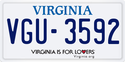 VA license plate VGU3592