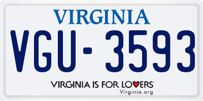 VA license plate VGU3593