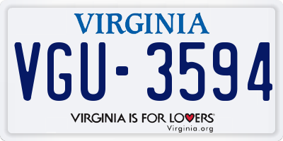 VA license plate VGU3594