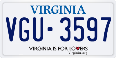 VA license plate VGU3597