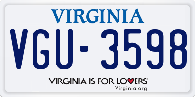 VA license plate VGU3598