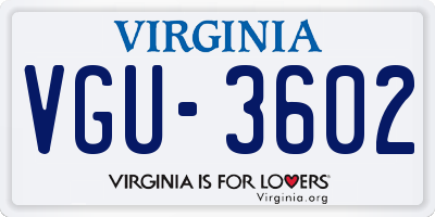 VA license plate VGU3602