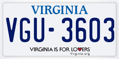 VA license plate VGU3603