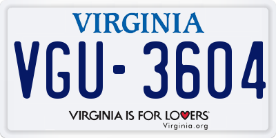 VA license plate VGU3604