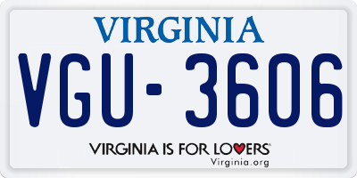 VA license plate VGU3606
