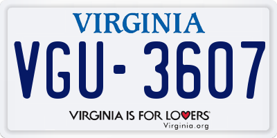 VA license plate VGU3607