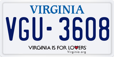 VA license plate VGU3608