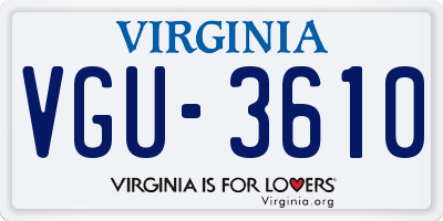 VA license plate VGU3610