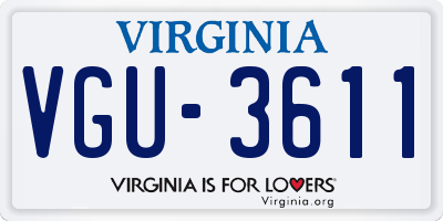 VA license plate VGU3611