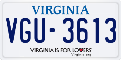VA license plate VGU3613