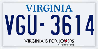 VA license plate VGU3614