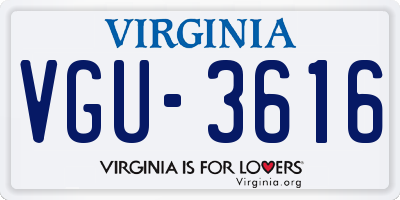 VA license plate VGU3616