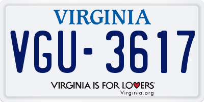 VA license plate VGU3617