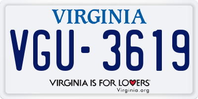 VA license plate VGU3619