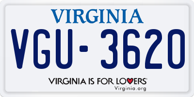 VA license plate VGU3620