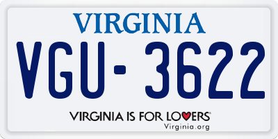 VA license plate VGU3622