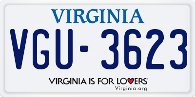 VA license plate VGU3623