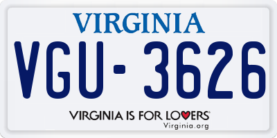 VA license plate VGU3626