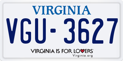 VA license plate VGU3627