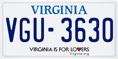 VA license plate VGU3630