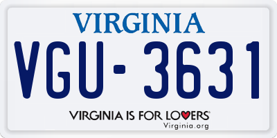VA license plate VGU3631
