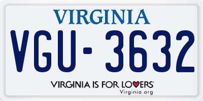 VA license plate VGU3632