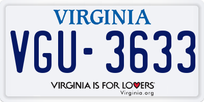 VA license plate VGU3633