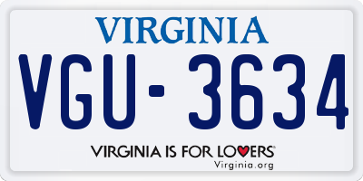 VA license plate VGU3634