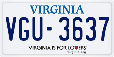 VA license plate VGU3637