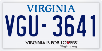 VA license plate VGU3641