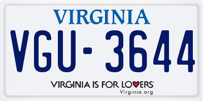 VA license plate VGU3644