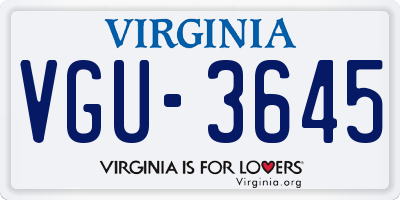 VA license plate VGU3645