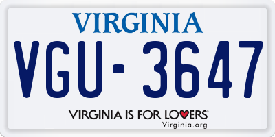 VA license plate VGU3647