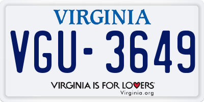 VA license plate VGU3649