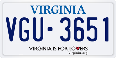 VA license plate VGU3651