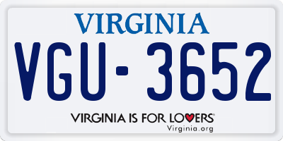 VA license plate VGU3652